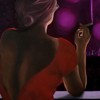 Peinture intitulée "Lady in red" par Peter Seminck, Œuvre d'art originale, Huile