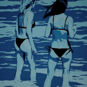 Peinture intitulée "Two women in the su…" par Peter Seminck, Œuvre d'art originale, Acrylique