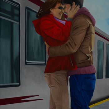 「Loving home coming」というタイトルの絵画 Peter Seminckによって, オリジナルのアートワーク, オイル