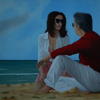 Painting titled "Beach talk" by Peter Seminck, Original Artwork, Oil