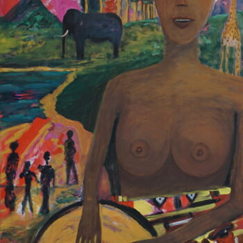 Painting titled "African-Beat" by Peter Stutz, Original Artwork, Oil