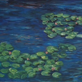 Painting titled "Water-lilies" by Peter Stutz, Original Artwork, Oil