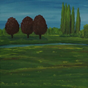 Pintura intitulada "Down-at-the-River" por Peter Stutz, Obras de arte originais, Óleo