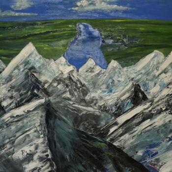 Painting titled "Swiss-Alps" by Peter Stutz, Original Artwork, Oil