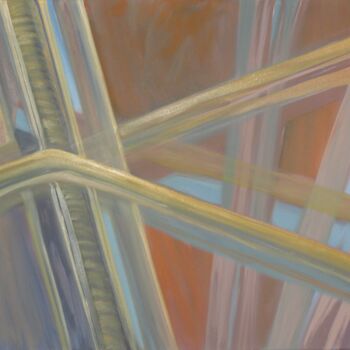 Painting titled "Glas-Elevator refle…" by Peter Stutz, Original Artwork, Oil