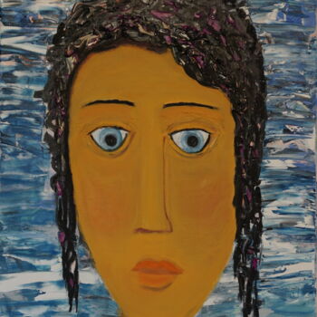 Painting titled "Girl swimming" by Peter Stutz, Original Artwork, Oil