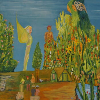 Malerei mit dem Titel "Spring Party 19" von Peter Stutz, Original-Kunstwerk, Öl