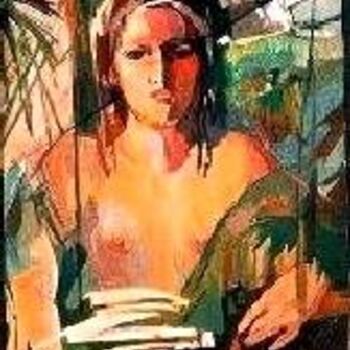 Ζωγραφική με τίτλο "Joven en el Balcon" από Peter Sussmann (Pinturas), Αυθεντικά έργα τέχνης