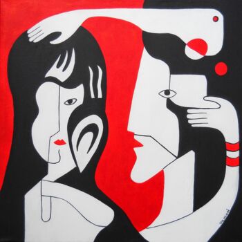 Painting titled "Caress No.2" by Peter Vamosi, Original Artwork, Acrylic Mounted on Wood Stretcher frame