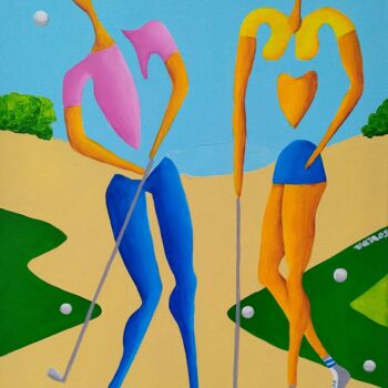 绘画 标题为“Golf pleasure No.3…” 由Peter Vamosi, 原创艺术品, 丙烯 安装在木质担架架上