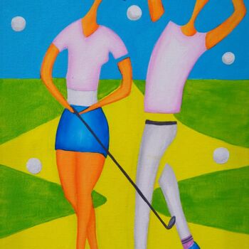 Peinture intitulée "Golf pleasure No.2…" par Peter Vamosi, Œuvre d'art originale, Acrylique Monté sur Châssis en bois