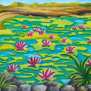 "Pond with water lil…" başlıklı Tablo Peter Vamosi tarafından, Orijinal sanat, Akrilik