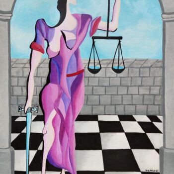 Peinture intitulée "Justice" par Peter Vamosi, Œuvre d'art originale, Acrylique