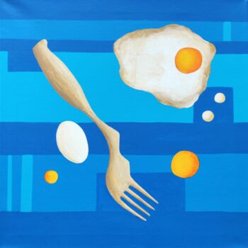 Painting titled "Still life with bak…" by Peter Vamosi, Original Artwork, Acrylic Mounted on Wood Stretcher frame