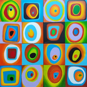 Painting titled "Mosaic of colors 3.…" by Peter Vamosi, Original Artwork, Acrylic Mounted on Wood Stretcher frame