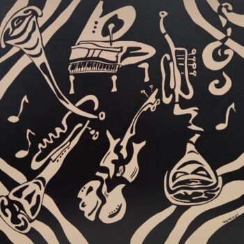 Peinture intitulée "Crazy music 3." par Peter Vamosi, Œuvre d'art originale, Acrylique Monté sur Châssis en bois