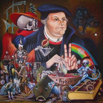 Malerei mit dem Titel "Martin-Luther" von Picturewall, Original-Kunstwerk, Öl