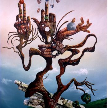 Malerei mit dem Titel "Baum der Gebärden" von Picturewall, Original-Kunstwerk, Öl