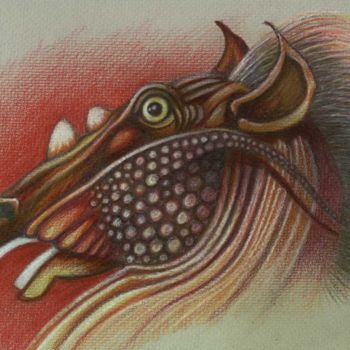 Malerei mit dem Titel "Drachenpferd" von Picturewall, Original-Kunstwerk, Öl