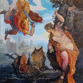 Arte digital titulada "Perseus and Androme…" por Peter Wingham, Obra de arte original, Pintura Digital