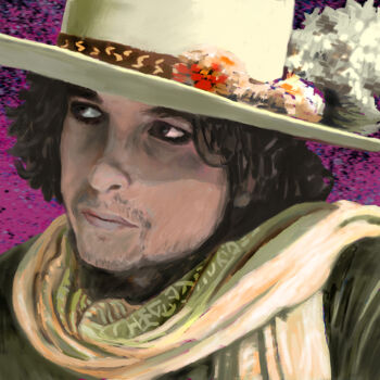 Arts numériques intitulée "Bob Dylan" par Peter Wingham, Œuvre d'art originale, Peinture numérique