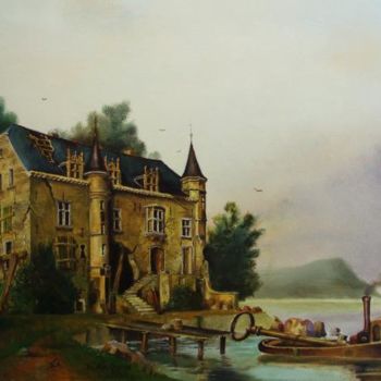 Painting titled "Kasteel Schaloen Va…" by Peter Meuleners, Original Artwork, Oil