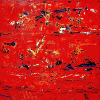 Painting titled "The red map of nowh…" by Peter Radacina, Original Artwork, Oil