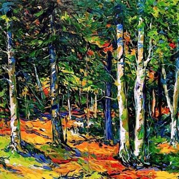Painting titled "Autumn Forest ( Bri…" by Peter Radacina, Original Artwork, Oil