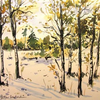 Pittura intitolato "Winter scene" da Peter Radacina, Opera d'arte originale, Olio
