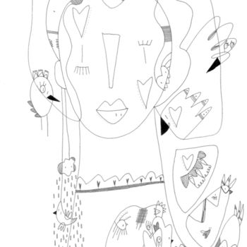 Disegno intitolato "Lady World" da Petita Lechatrose, Opera d'arte originale, Biro