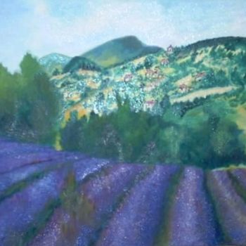 Pittura intitolato "Fields of Lavender" da Les Petits Pinceaux De Norah Joy, Opera d'arte originale, Olio
