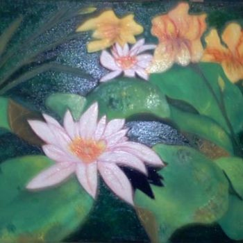 Peinture intitulée "Pond Lilies" par Les Petits Pinceaux De Norah Joy, Œuvre d'art originale