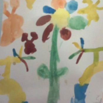 Peinture intitulée "Les fleurs dans son…" par Les Petits Pinceaux De Norah Joy, Œuvre d'art originale