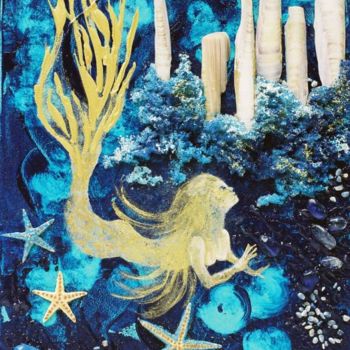 Peinture intitulée "La petite sirène" par Jhp Creations - Joelle Hagoulon-Petot, Œuvre d'art originale
