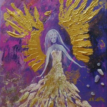 Peinture intitulée "Les ailes de l'ange" par Jhp Creations - Joelle Hagoulon-Petot, Œuvre d'art originale, Acrylique Monté s…