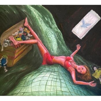 Painting titled "Falling down" by Irina Petrova, Original Artwork, Oil