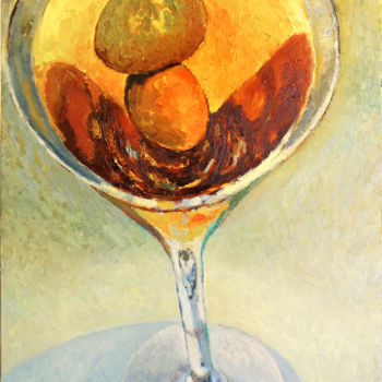 Pintura intitulada "Olives in martini" por Petr Ldin, Obras de arte originais, Óleo