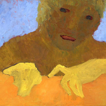 Painting titled "YELLOW GLOVES" by Petr Ldin, Original Artwork, Oil