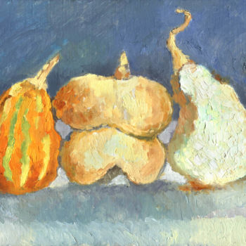 Painting titled "Pumpkins" by Petr Ldin, Original Artwork, Oil