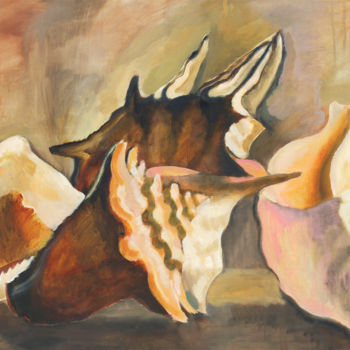 Картина под названием "SEPIA SEASHELLS" - Petr Ldin, Подлинное произведение искусства, Масло