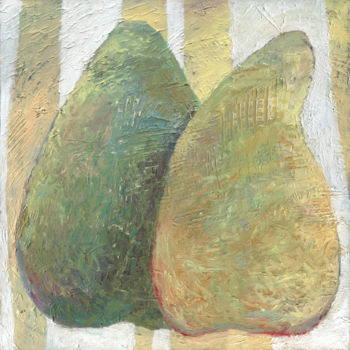 Peinture intitulée "TWO PEARS" par Petr Ldin, Œuvre d'art originale, Huile