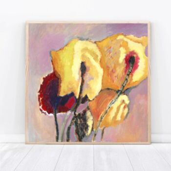 Painting titled "Three yellow and on…" by Petr Ldin, Original Artwork, Oil