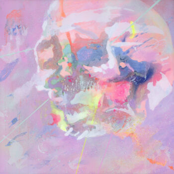 Картина под названием "Violet skull" - Petr Ldin, Подлинное произведение искусства, Рисунок распылителем краски