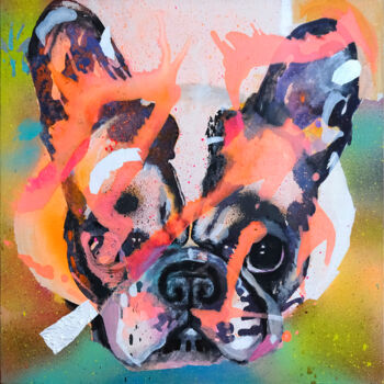 Картина под названием "Bulldog" - Petr Ldin, Подлинное произведение искусства, Акрил