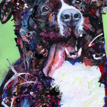 Peinture intitulée "Bernese Mountain Dog" par Petr Ldin, Œuvre d'art originale, Acrylique