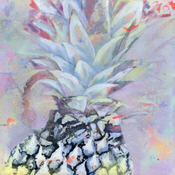 Painting titled "Violet pineapple" by Petr Ldin, Original Artwork, Acrylic