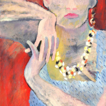 Painting titled "BALD WOMAN" by Petr Ldin, Original Artwork, Oil