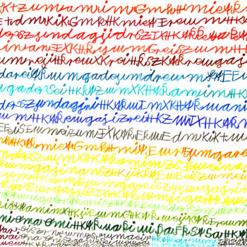 Zeichnungen mit dem Titel "Regenbogenschreibku…" von Petra Griesert, Original-Kunstwerk, Conté-Buntstifte