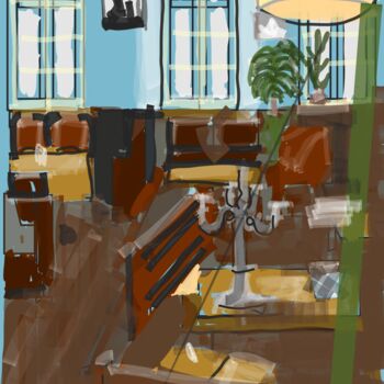 Digital Arts titled "Coffee Fellows Mman…" by Petra Hüther, Original Artwork, Digital Painting