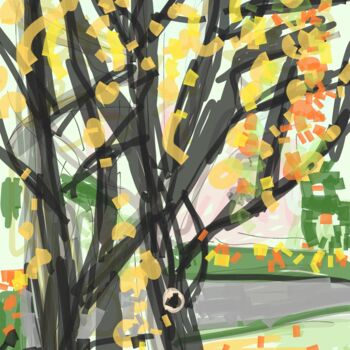 Цифровое искусство под названием "Baum in Göllheim am…" - Petra Hüther, Подлинное произведение искусства, Цифровая живопись